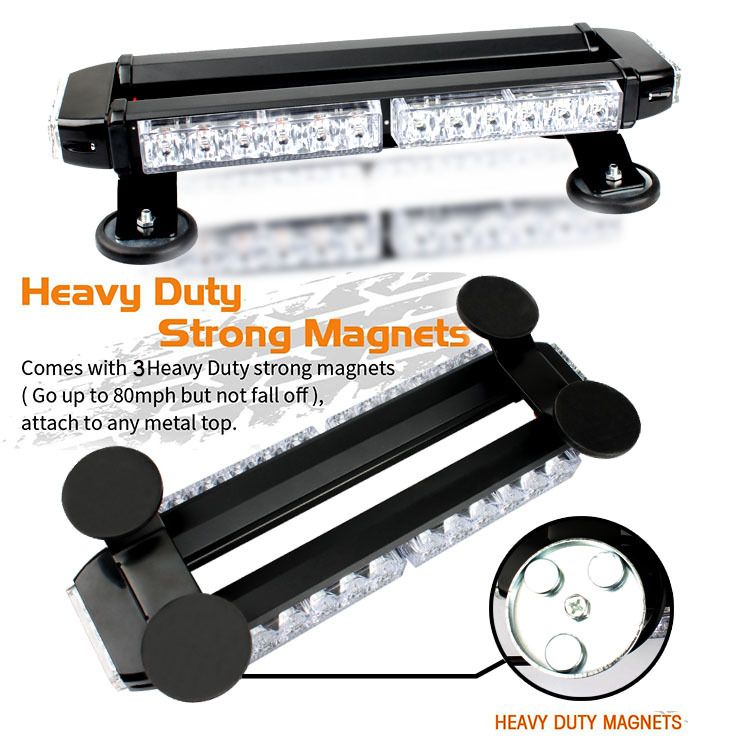 38 cm Yellow white Automotive Rooftop Beacon Warning Emergency Flashing Snow Plow Light Bar Double Side Strobe Light Traffic