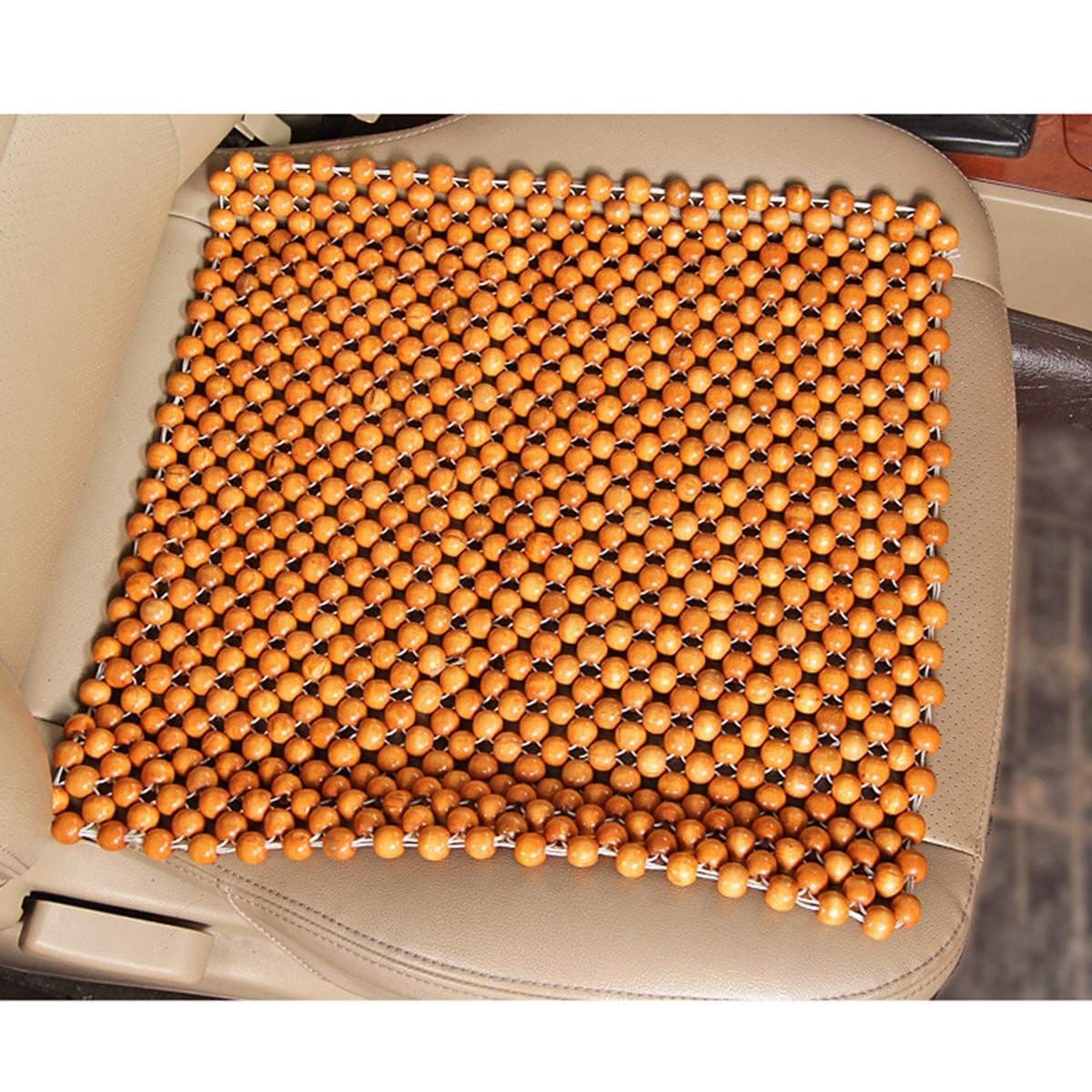 Wooden Bead Car Seat Cushion for Comfort and Support Beige
