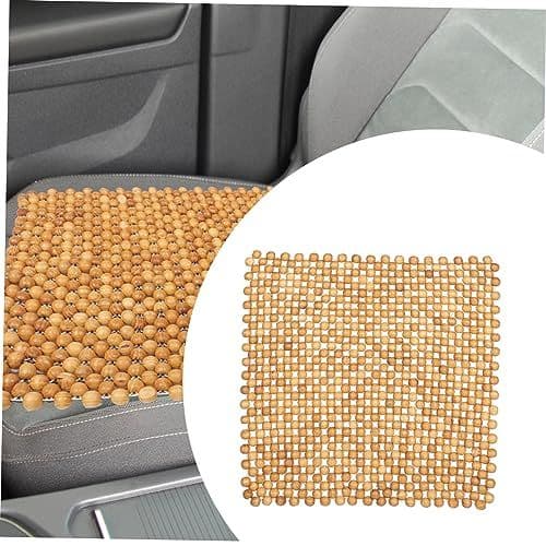 Wooden Bead Car Seat Cushion for Comfort and Support Beige