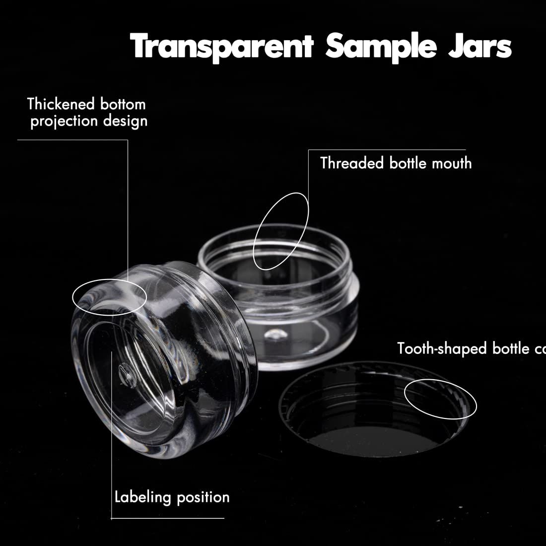 50 Count 5ML Sample Jars, Empty Cosmetic Containers with Lids, Small Makeup Travel Containers for Glitter, Lotion, Cream