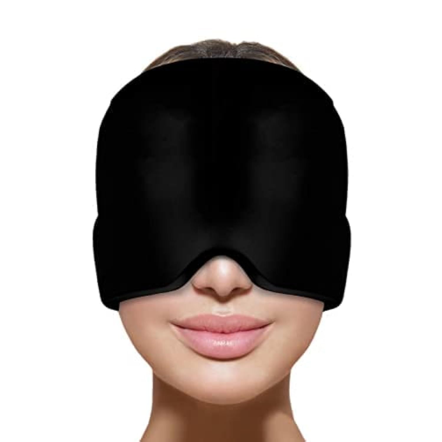 Headache Migraine Relief Cap, Wearable Strechable Migrine Hat for Migraine Ice Head Wrap, Ice Pack (Black)