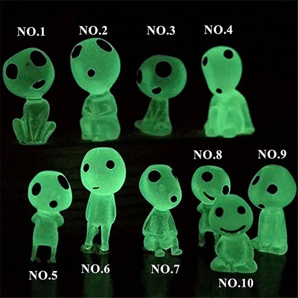 Miniature Fairy Garden Statues Glow in Dark 10 Piece Luminous Ghost Tree Elves Resin Garden Decor