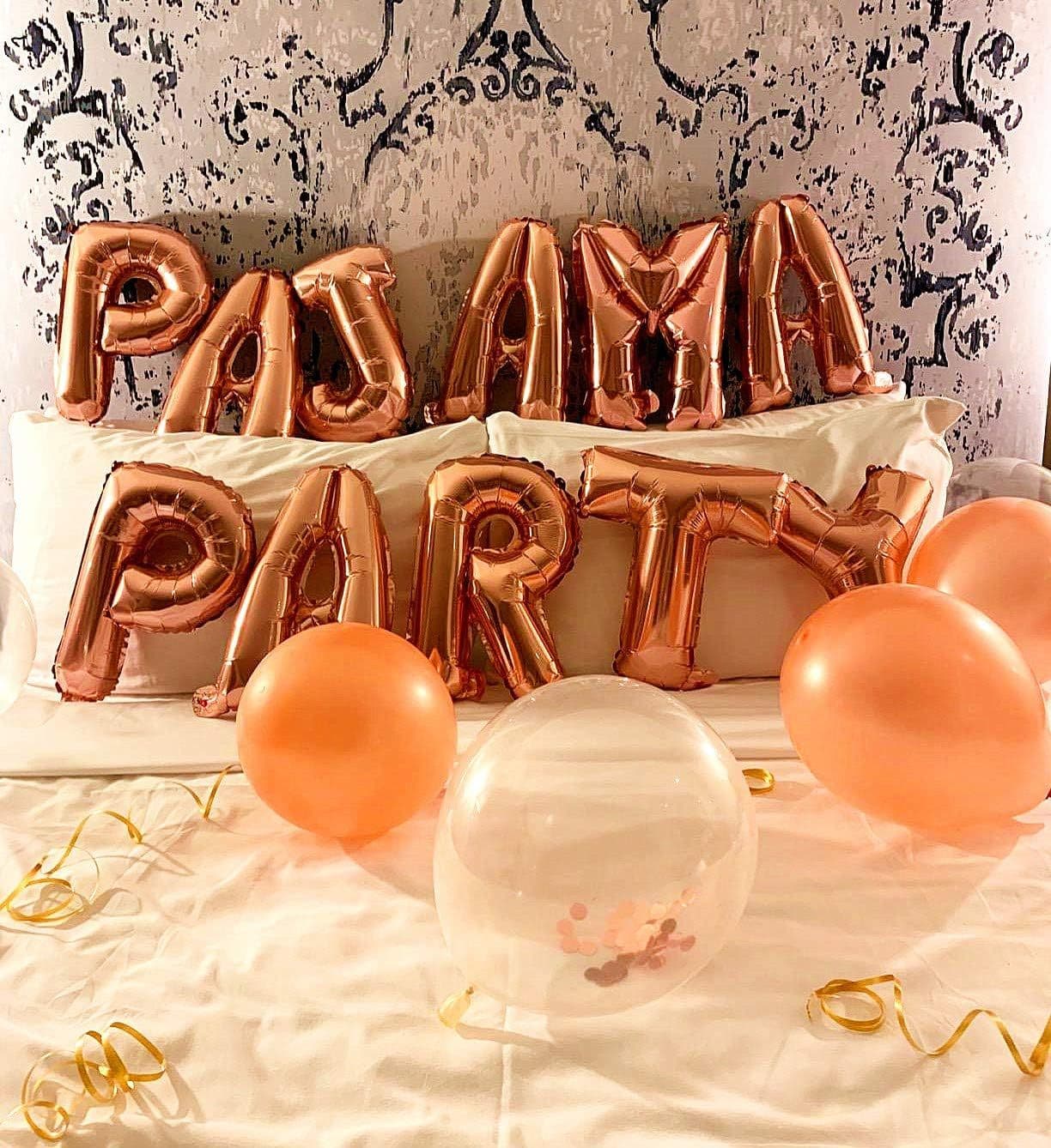 11 Piece Rose Gold Party Balloons 16 Inch Latex for Pajama Party Decor