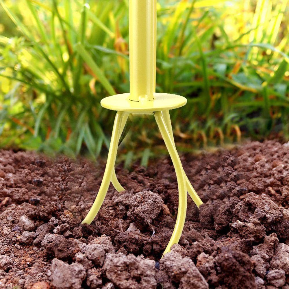Soil Tiller Long Handle Widely Use Comfortable Grip Handheld Twist Tiller Soil Scarifier Gardening Tool for Farmhouse Yellow