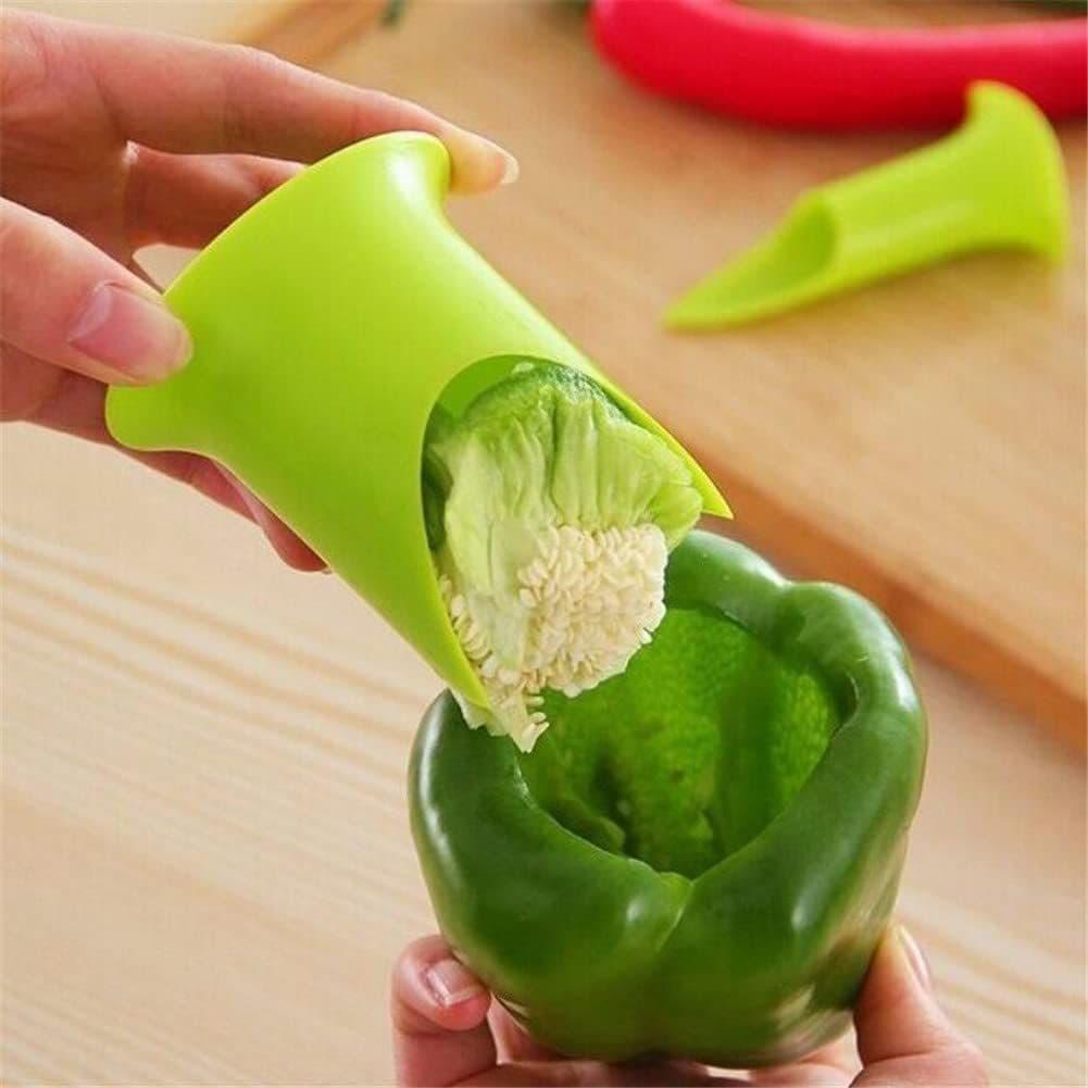 Pepper Corer Tool | 2Pcs Vegetables Core Separator Gadget | Professional Removing Corer Tool For Tomatoes-Color Random