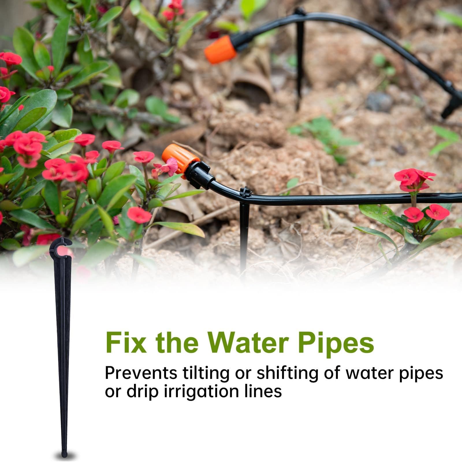 50 Pcs Drip Irrigation Stakes Universal Drip Tubing Hold Stakes Plastic Garden Water Pipe Support