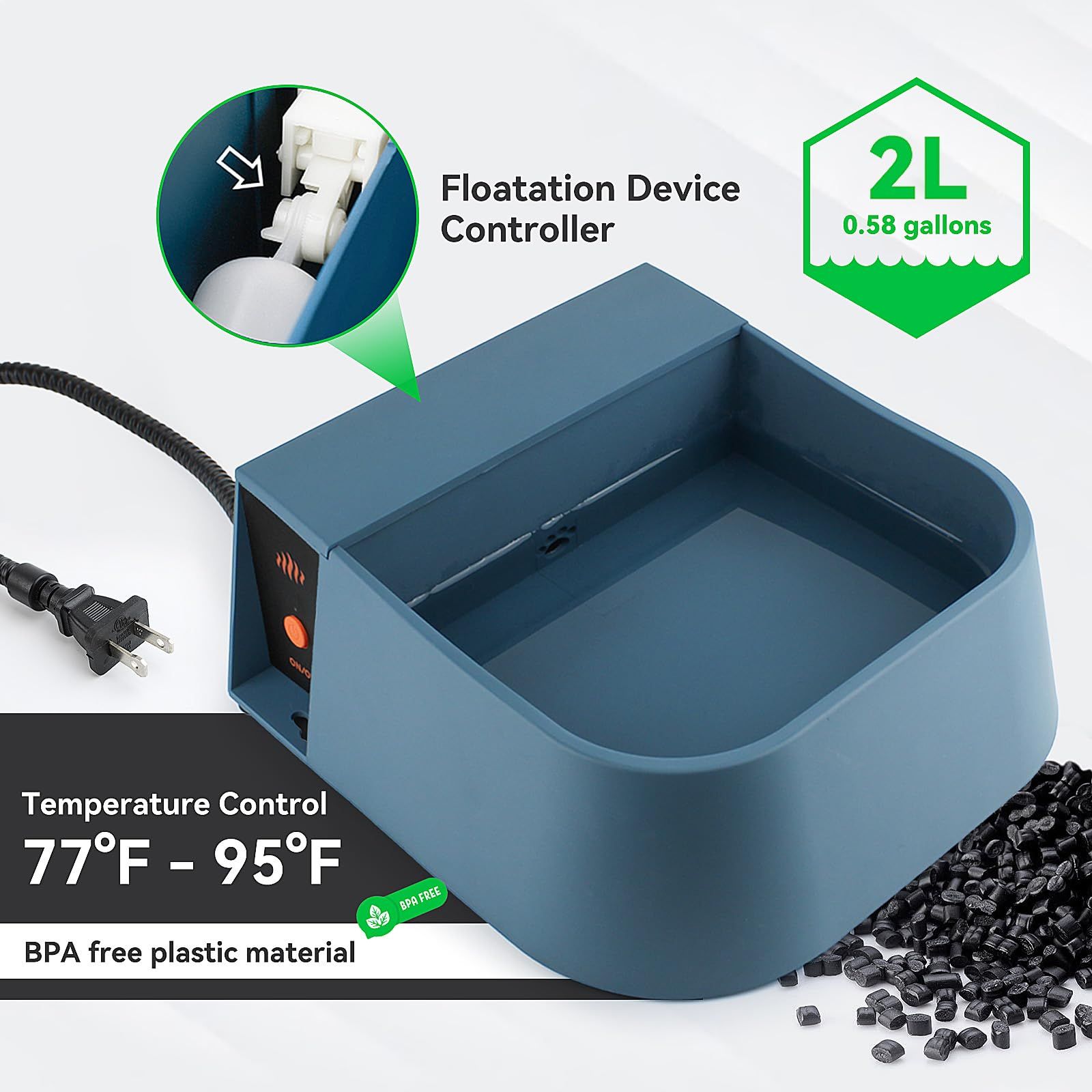 Dog Heated Water Bowl, Automatic Water Bowl for Dogs Outdoor, Dog Heating Waterer Pet Water Bowl Automatic Water Bowl for Dogs