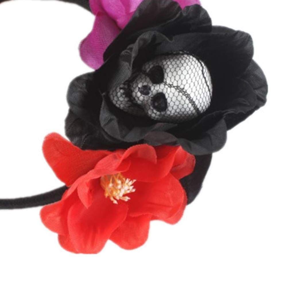 Flower Crown Hair Headband Halloween Rose Skull Floral Wreath Party Accessory