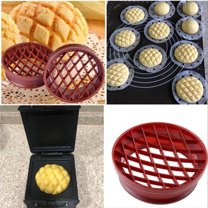 Plastic Lattice Press Pineapple Bun Mold Baking Tool for Bread Cake Biscuit Kitchen Pastry Pineapple Dome Roll Mold 10.4cm x 3.5cm