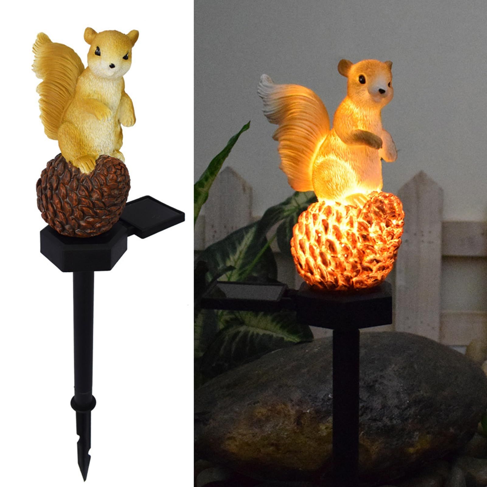 In-ground Garden Light Squirrel Shape Solar Intelligent Light Control Yard Decoration Waterproof Lawn Sidewalk Landscape Decorative 2pcs