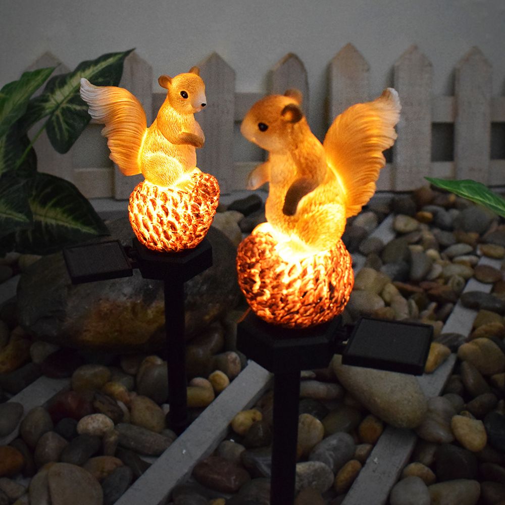 In-ground Garden Light Squirrel Shape Solar Intelligent Light Control Yard Decoration Waterproof Lawn Sidewalk Landscape Decorative 2pcs