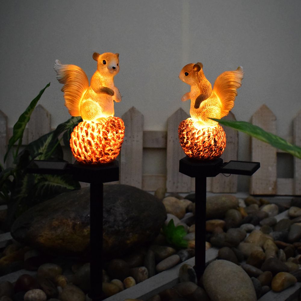 In-ground Garden Light Squirrel Shape Solar Intelligent Light Control Yard Decoration Waterproof Lawn Sidewalk Landscape Decorative 2pcs
