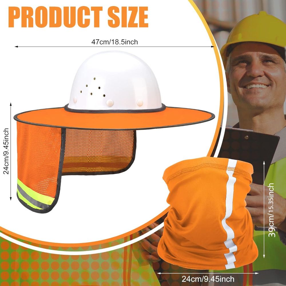 2 Pcs Hard Hat Neck Protection High Visibility Full Sun Protection and Neck Gaiter Bandana Face Scarf for Hard Hat Accessories