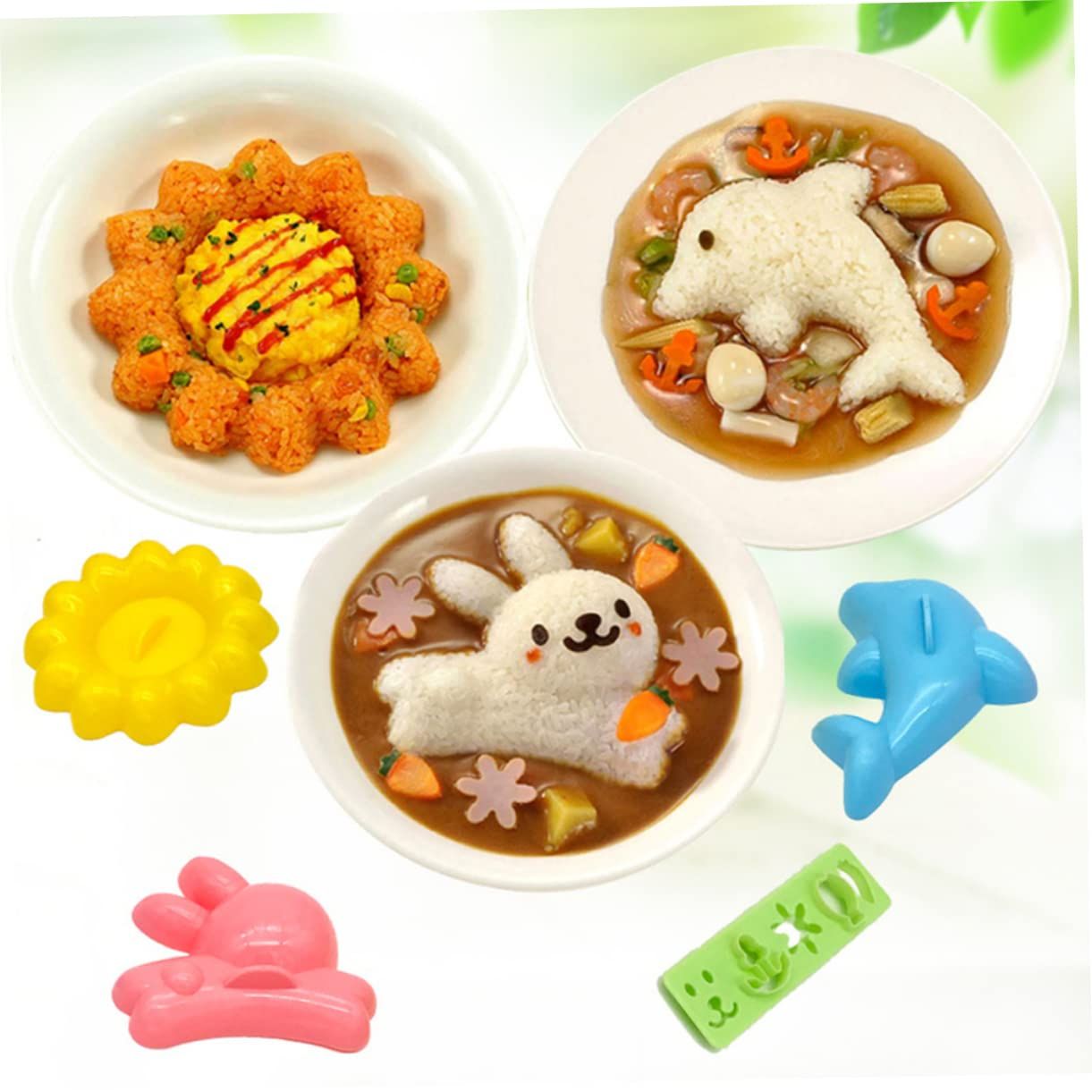 Rice Shaper Boil Egg Molds Stencils for Kids Bunny Stencil Kitchen Animal Molds Onigiri Shaper Rice Ball Makers