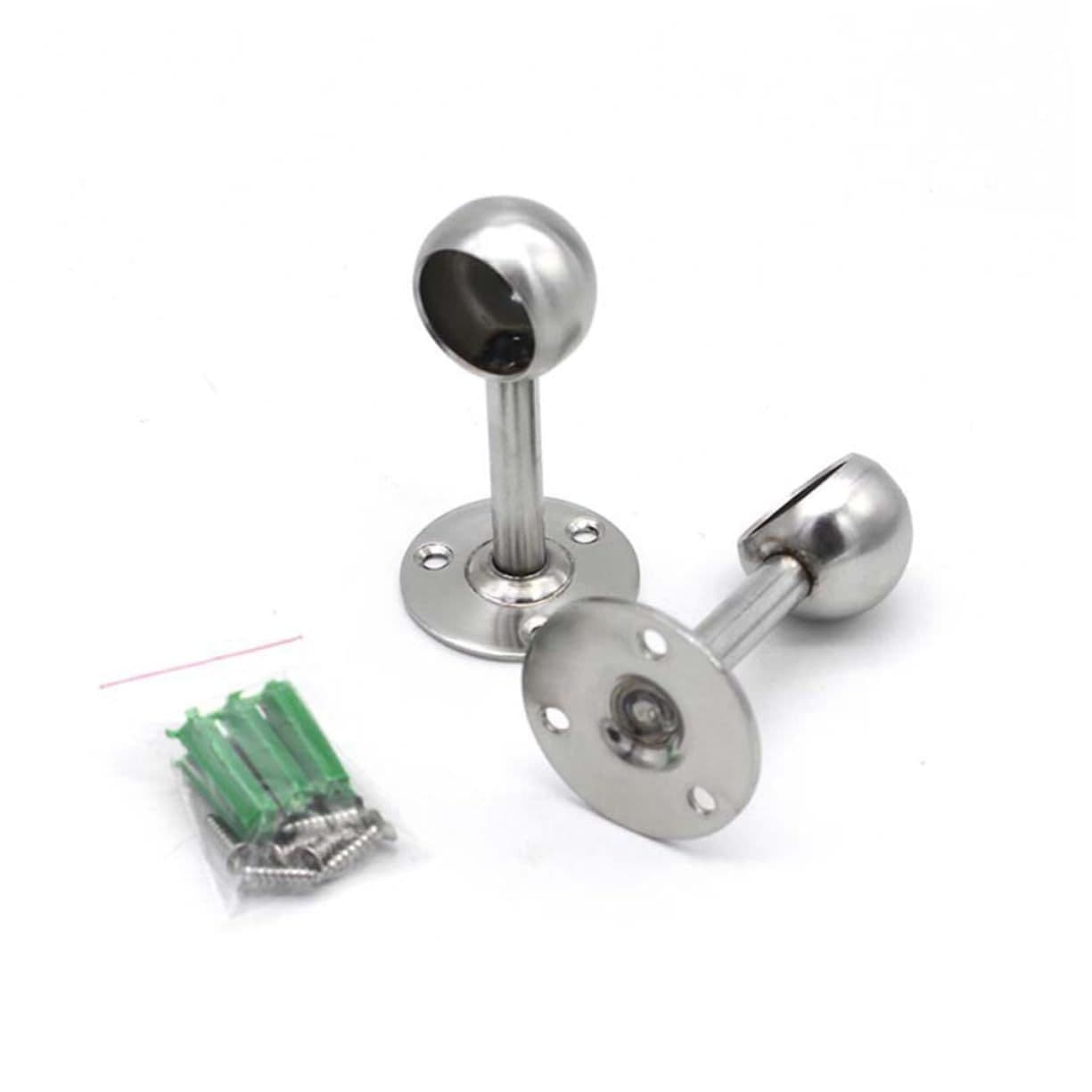 Curtain Rod Bracket Ceiling-Mount Stainless Steel 2 Piece Silver