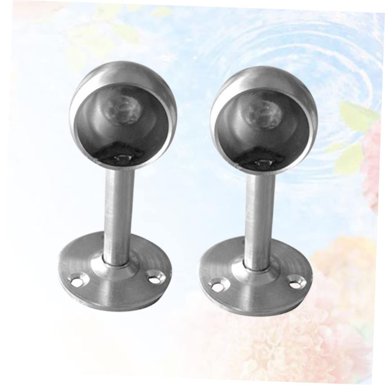 Curtain Rod Bracket Ceiling-Mount Stainless Steel 2 Piece Silver