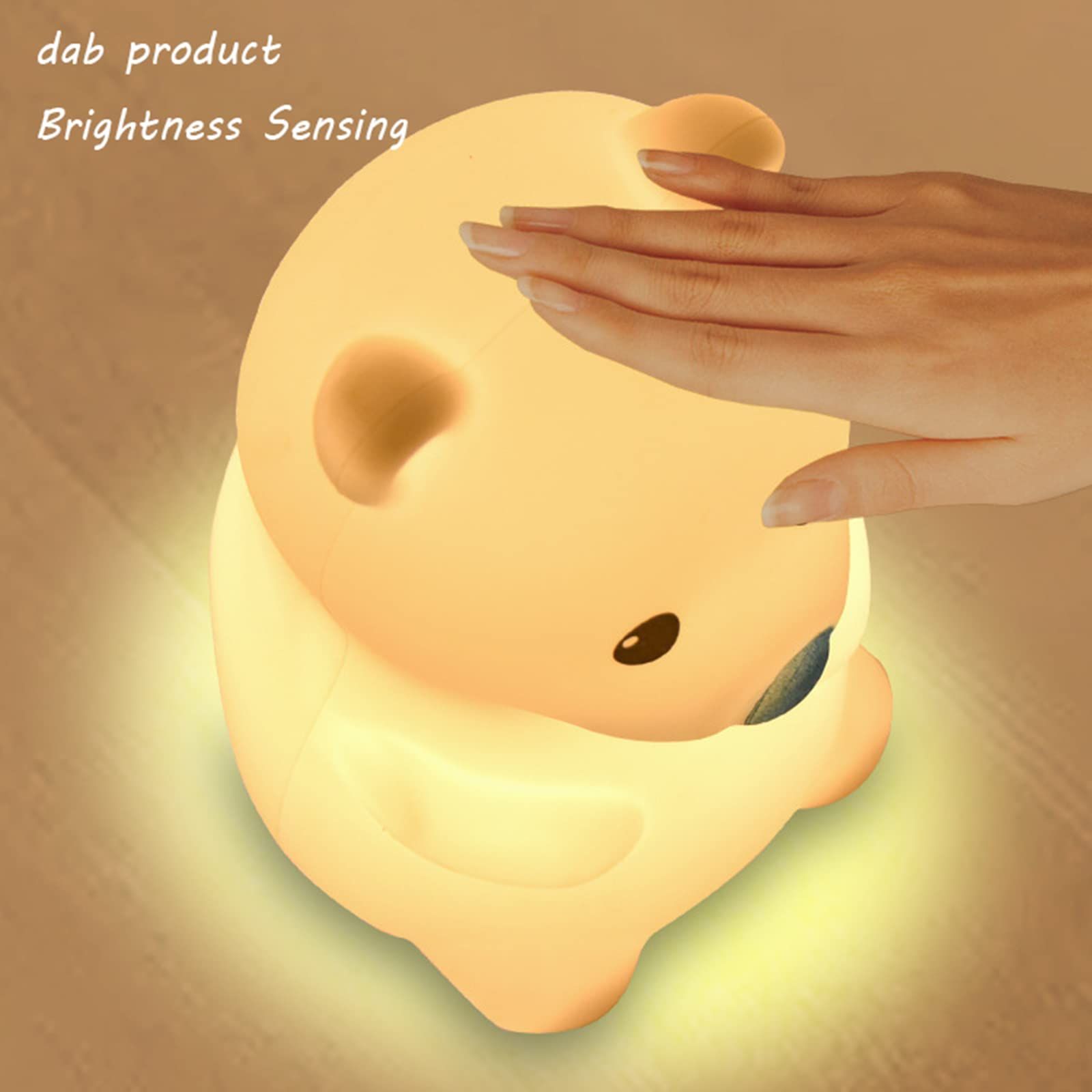 Cute Bear Kids Night Light for Kids Room, Rechargeable Kids Night Light Bedroom Bear Lamp, Color Changing Silicone Night Light