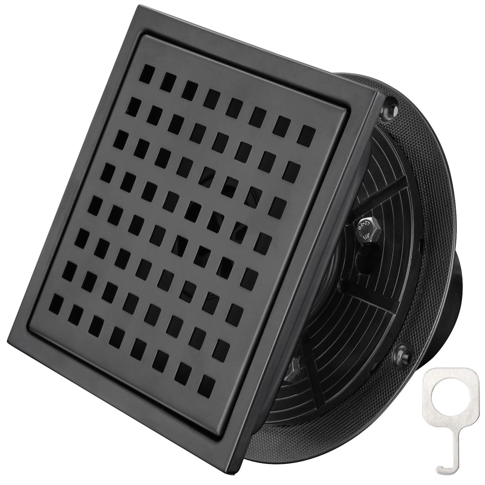 Square Floor Shower Drain, Lattice Square Perforated Pattern Easy Cleaning Removable Grate, Rustproof