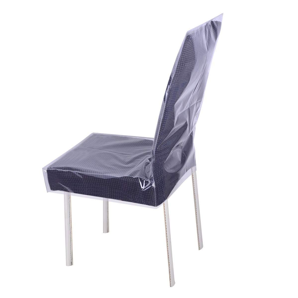 Dinning Chair Plastic Covers-Heavy Duty Clear Slipcovers Seat Protectors Waterproof Covers Your Chairs from Cat Damage