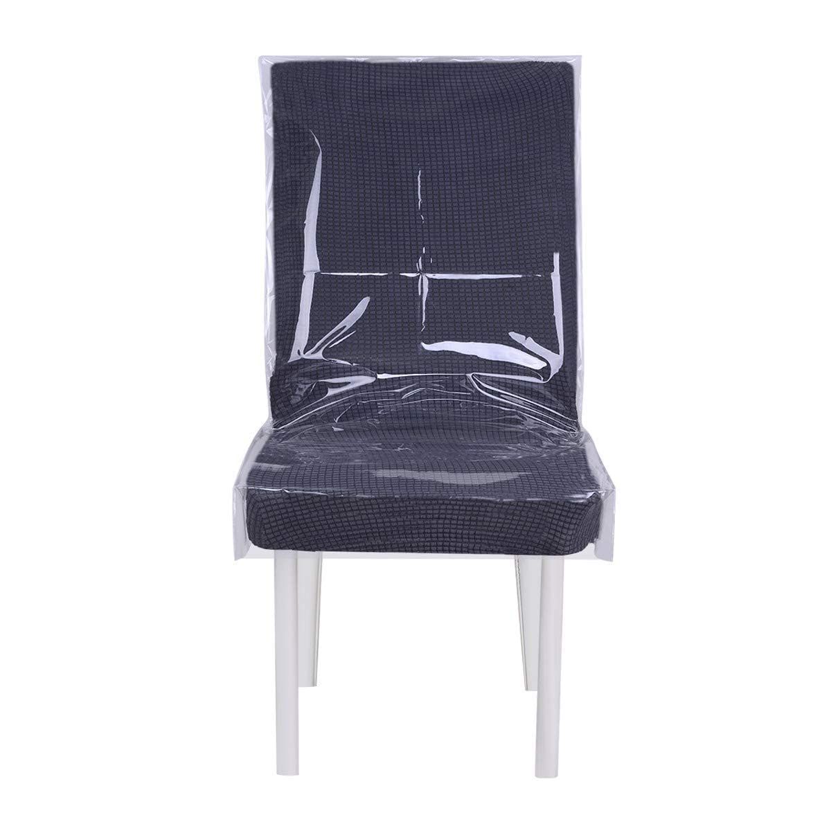 Dinning Chair Plastic Covers-Heavy Duty Clear Slipcovers Seat Protectors Waterproof Covers Your Chairs from Cat Damage