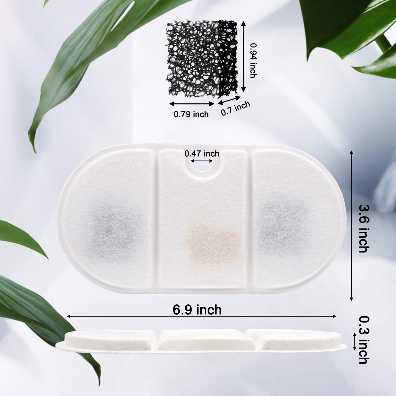 Cat Fountain Filters Replacement for Cat Water Fountain, Carbon Ion-Resin Filters& Sponge Filters for Pet Fountain Dispenser