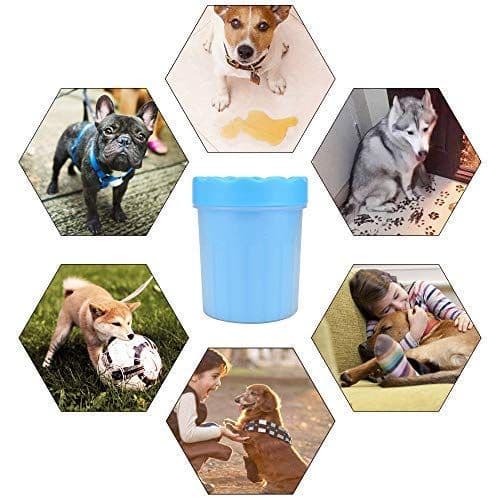 Dog Paw Cleaner Cup Soft Silicone Foot Cleaner for Small Medium Breeds Blue