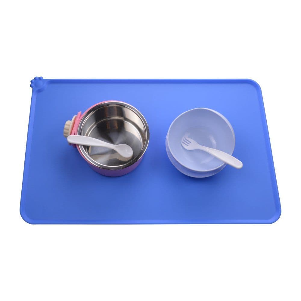 Dog Food Mat Silicone Non Slip Waterproof Feeding Mat 18.5"x11.8" Blue