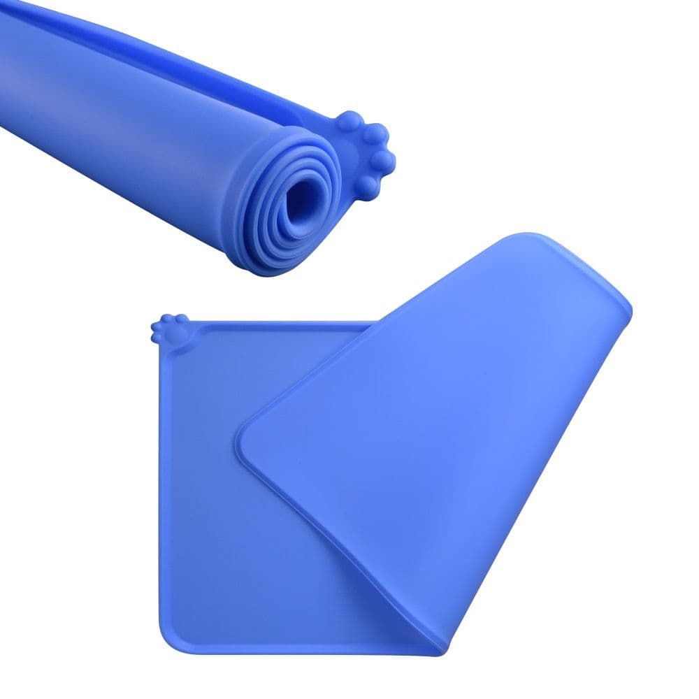Dog Food Mat Silicone Non Slip Waterproof Feeding Mat 18.5"x11.8" Blue