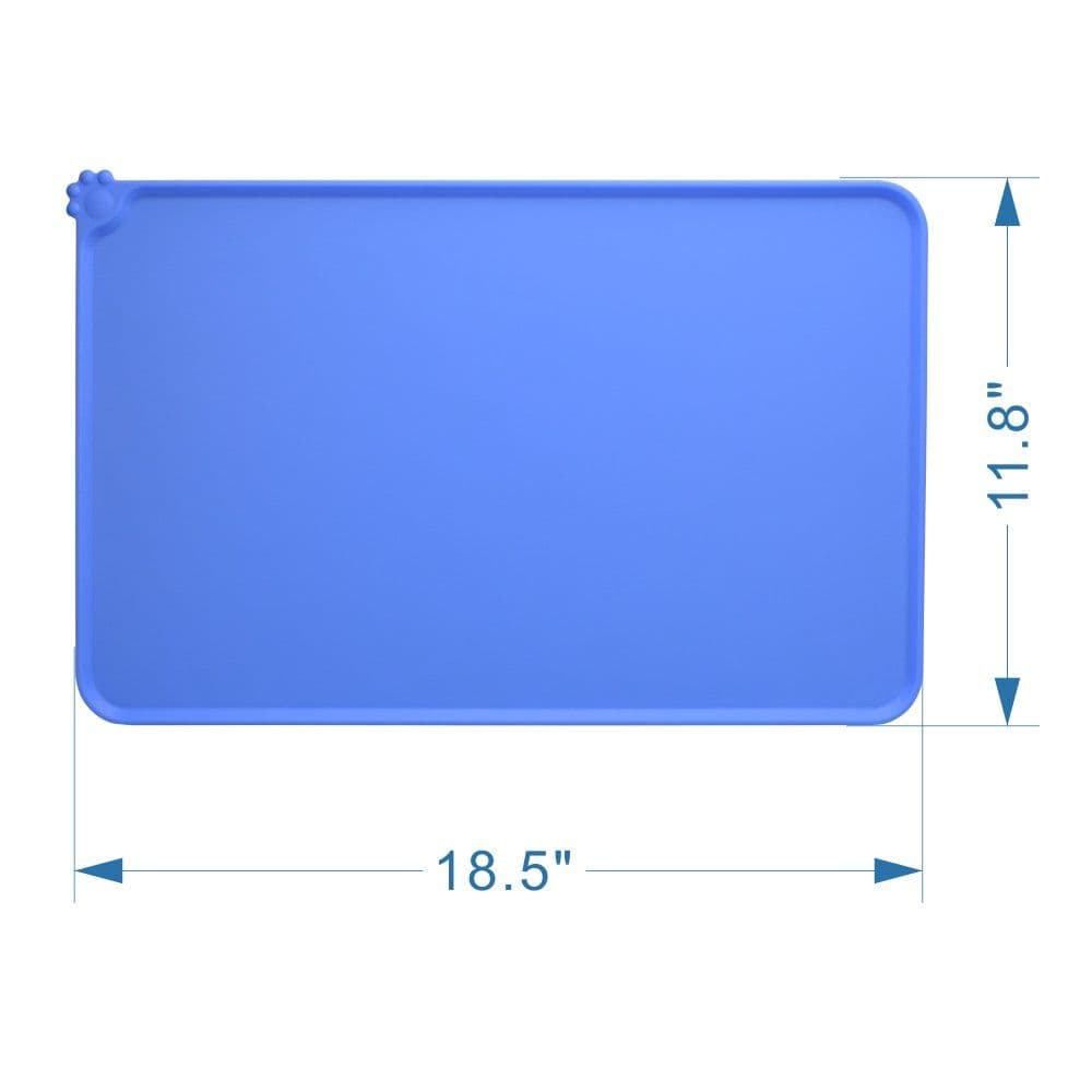 Dog Food Mat Silicone Non Slip Waterproof Feeding Mat 18.5"x11.8" Blue