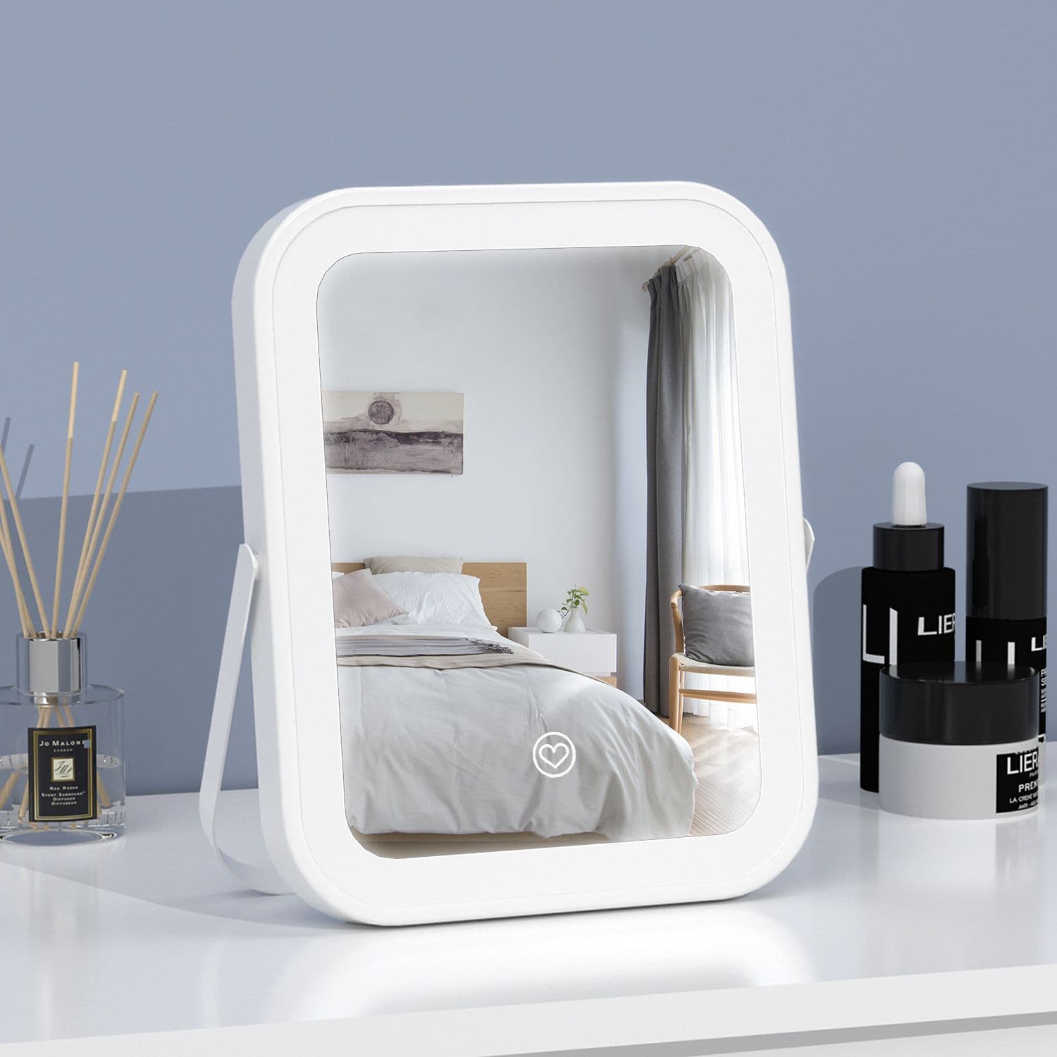 Lighted Vanity Mirror, Makeup Mirror with Light, Dimmable Touch Screen, Portable Travel Mirror with