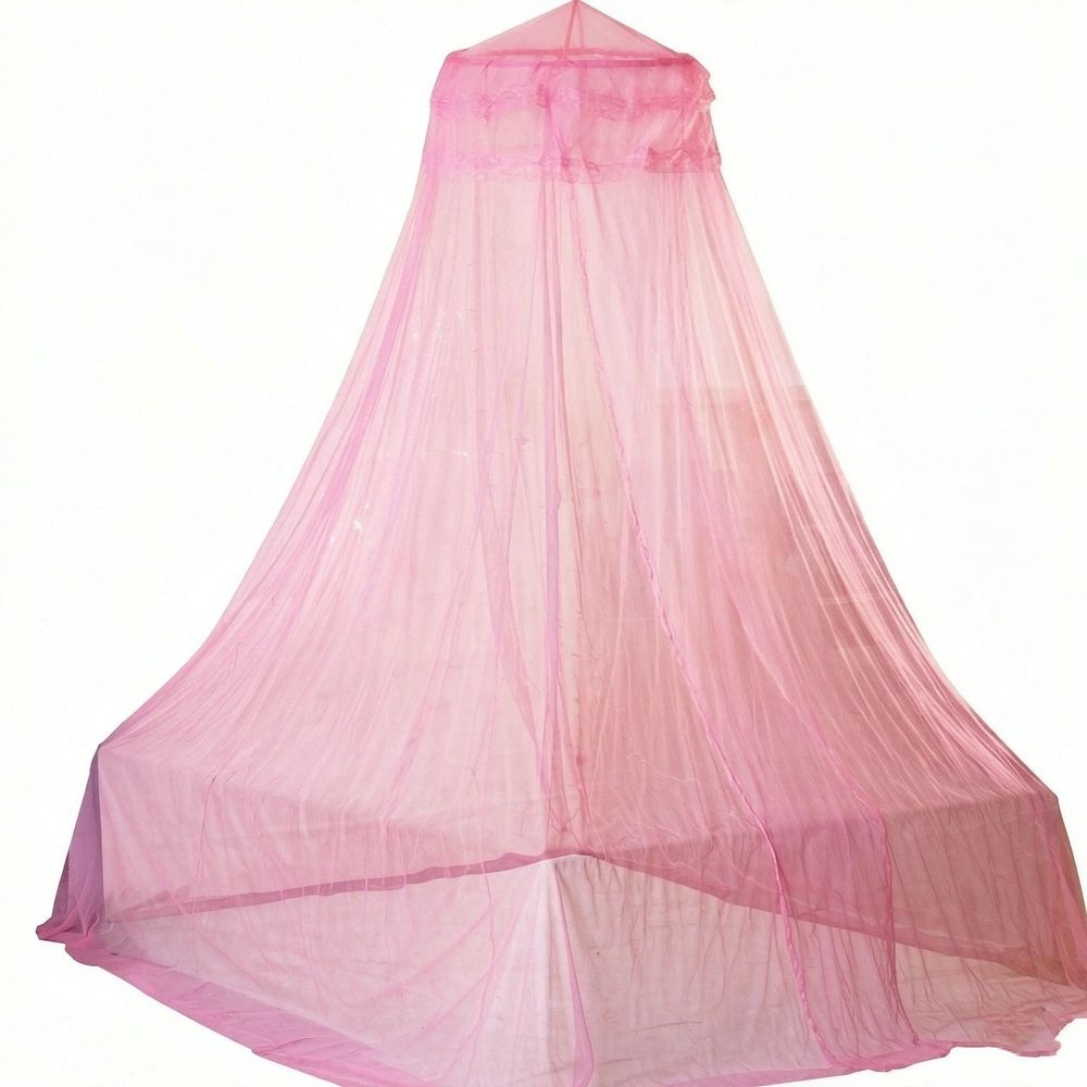 Pink Princess Bed Canopy Netting Mosquito Net Round Lace Dome for Twin Full and Queen Size Beds Crib with Jumbo Hook