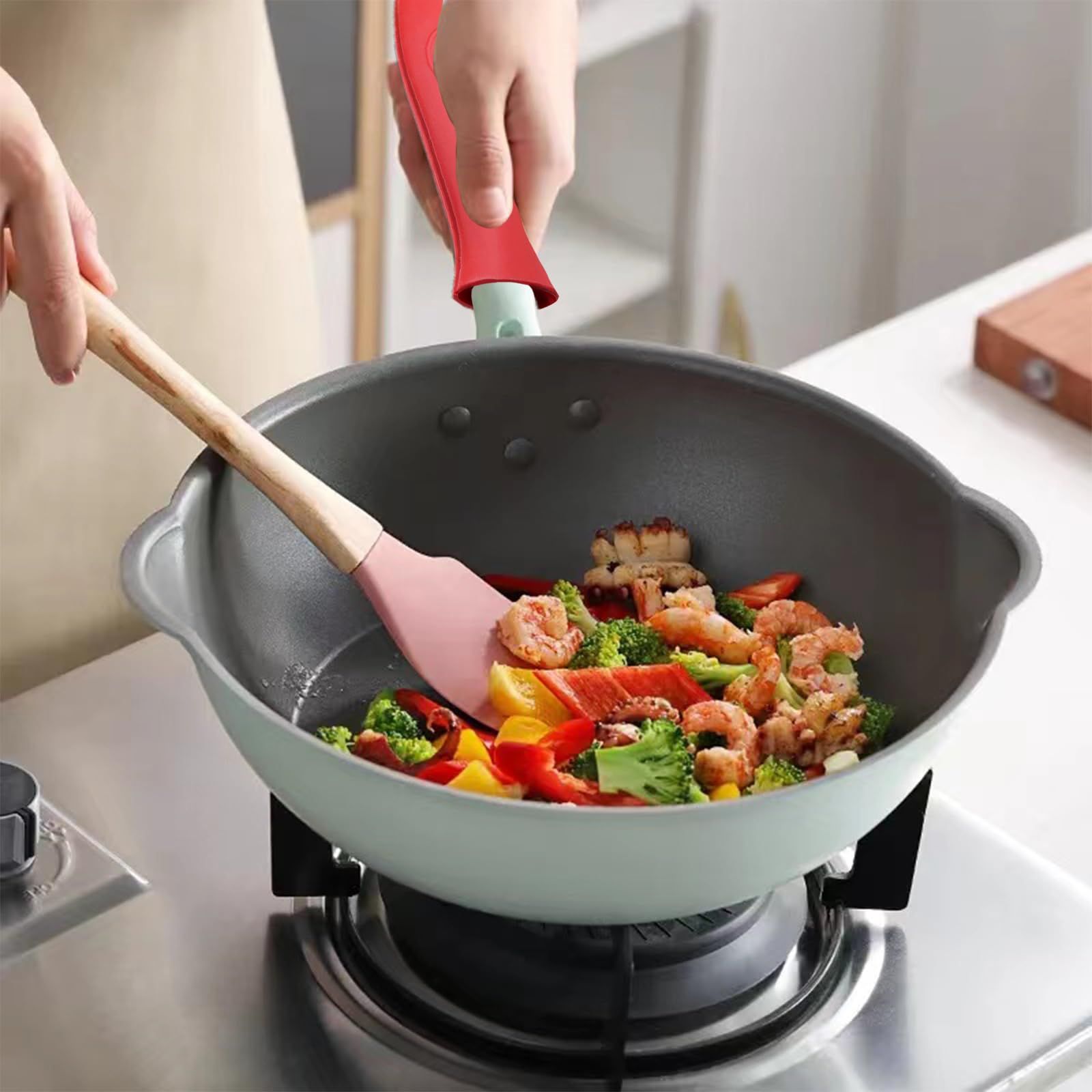 2 Pack Silicone Pan Handle Sleeve, Heat Resistant Cast Iron Handle Covers for Pots and Pans, Assist Handle Holder Grip