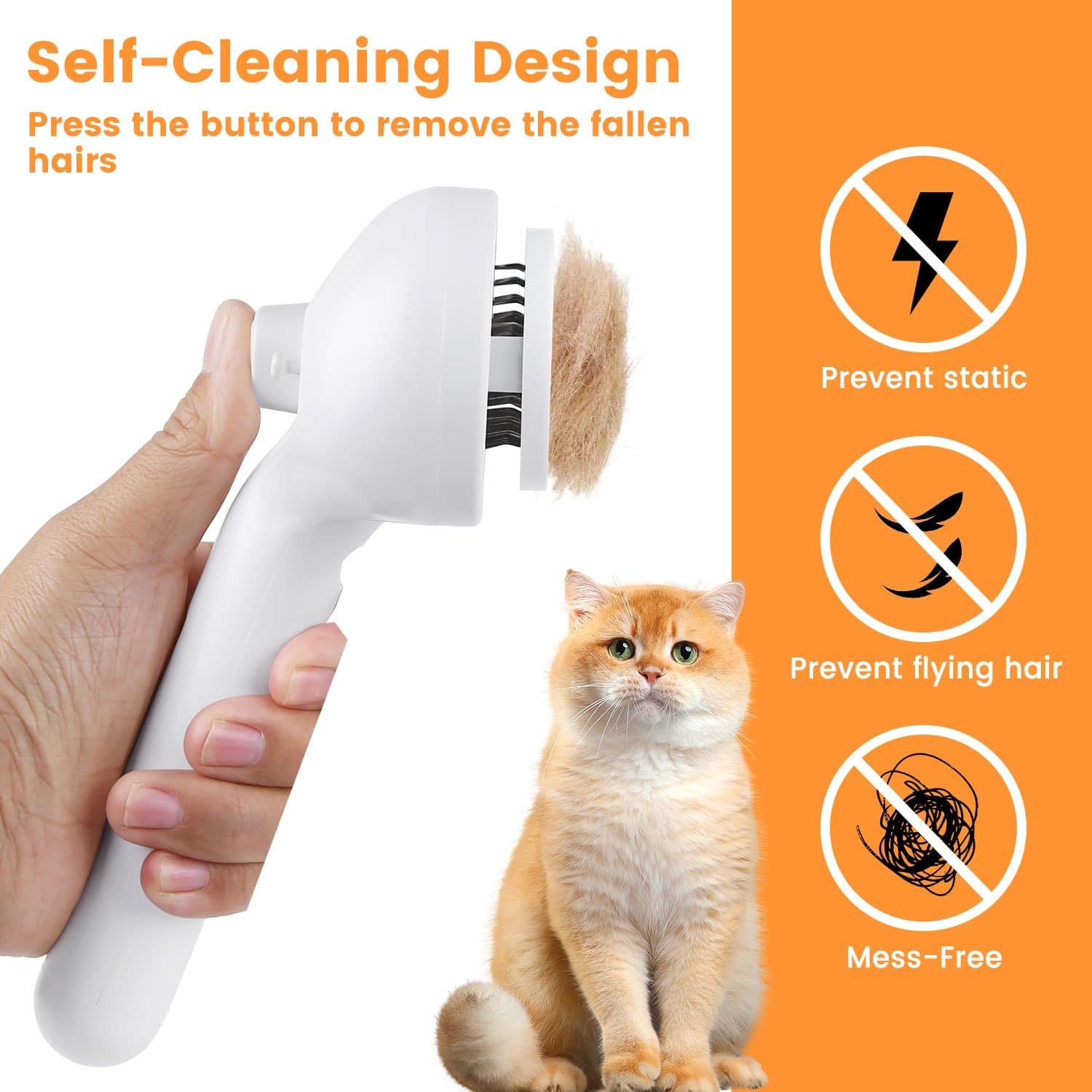 Cat Steam Brush for Shedding Innovative Spray Feature Self-Cleaning Design for Long & Short Haired Cats & Dogs