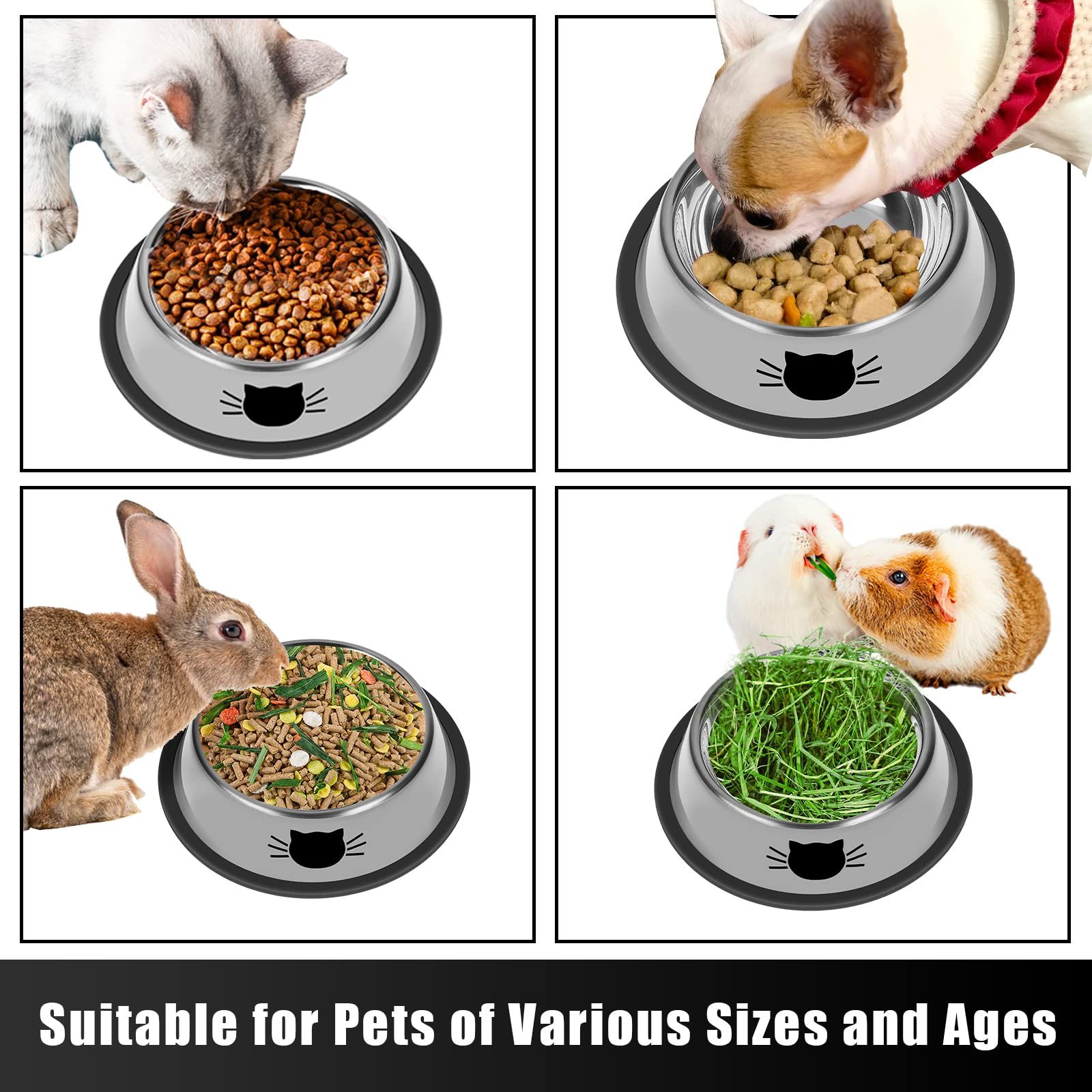 Cat bowl anti slip stainless steel cat food bowl not broken, thickened cat feeder 7 ounces suitable for indoor pets