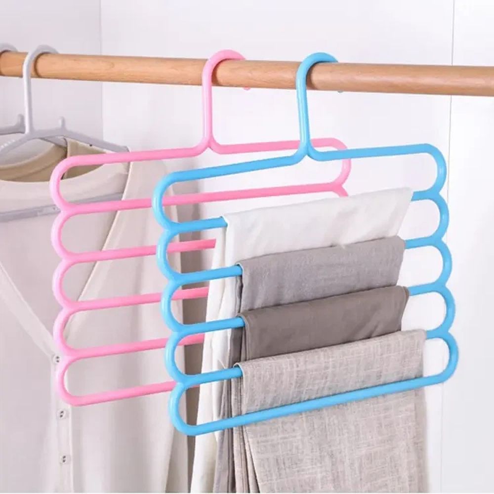 3PCS Multi functional five layer storage tool, creative anti slip pants rack, organizing rack, pants clip, household adult clothing rack