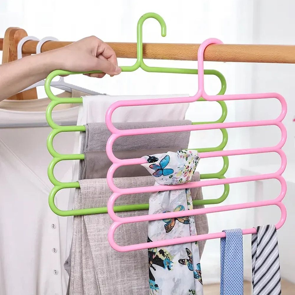 3PCS Multi functional five layer storage tool, creative anti slip pants rack, organizing rack, pants clip, household adult clothing rack