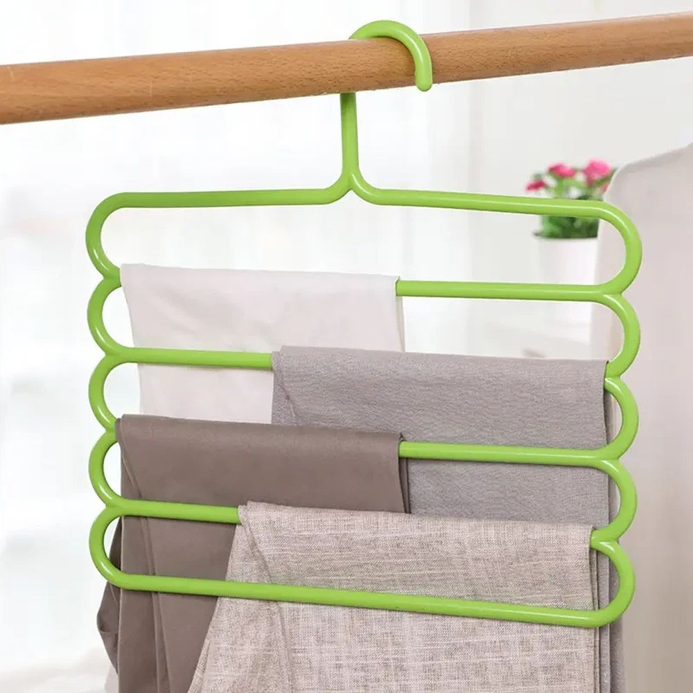 3PCS Multi functional five layer storage tool, creative anti slip pants rack, organizing rack, pants clip, household adult clothing rack