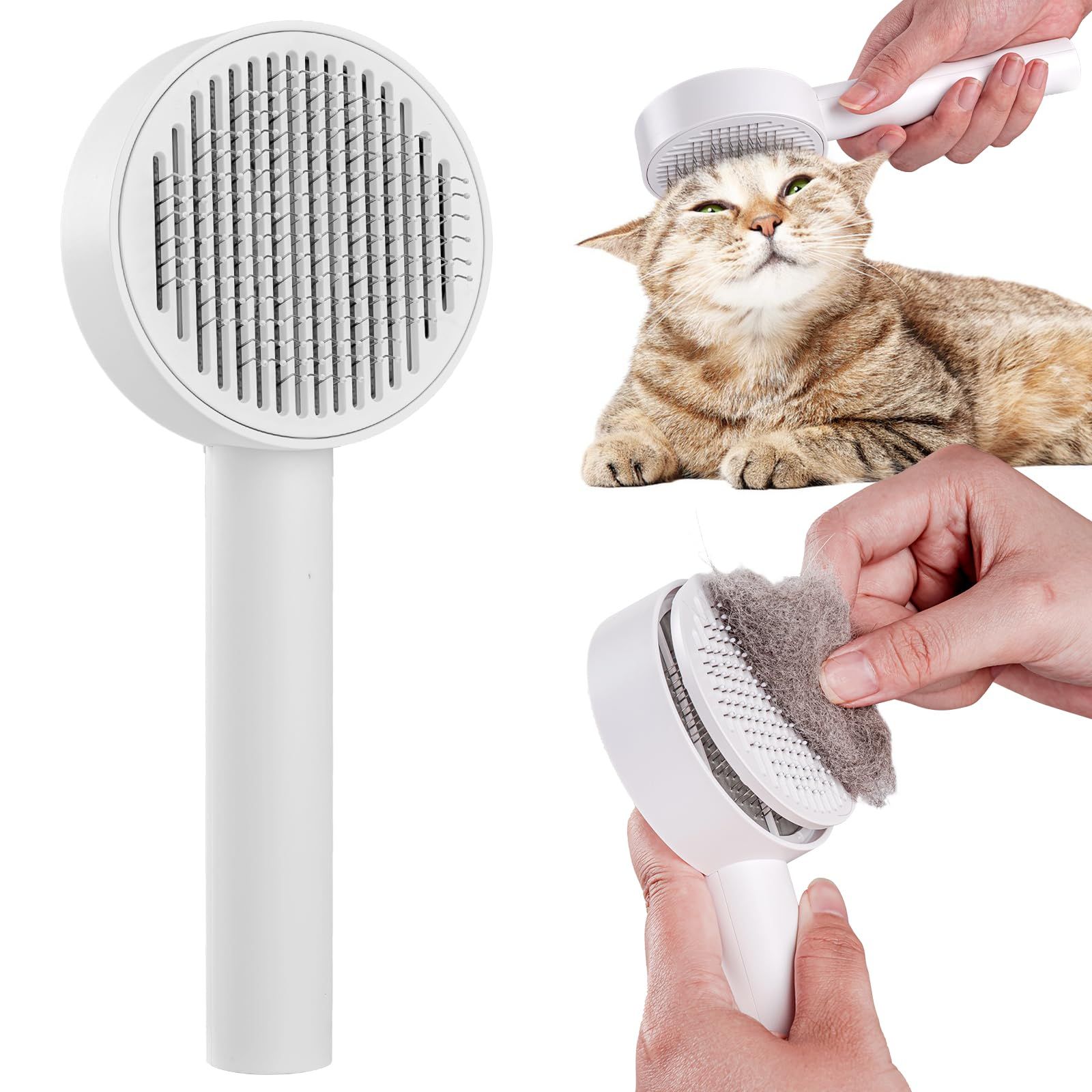 Cat comb to remove floating hair, brush with brush, dog comb, cat tool for cleaning long haired pet needles, comb with cat supplies