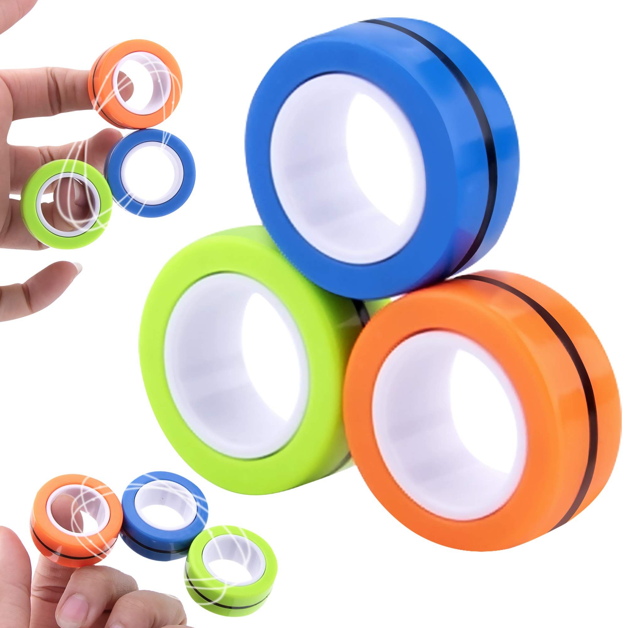 Magnetic Rings Newest 3 PCS Set Novelty Toys for Stress and Anxiety Relief Great Gift for Teens Kids Adults with OCD ADHD Autistc