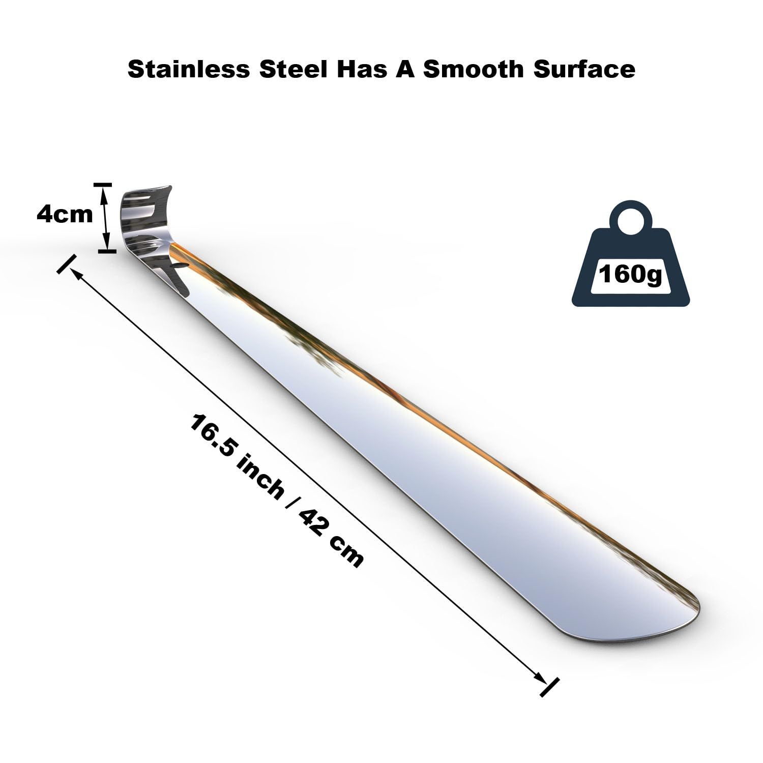 Shoe Horn Long Handle for Seniors,16.5" Long Metal Shoehorns for Men Women Kids,Travel Stainless Steel Shoe Horn Shoe Slip on Tool