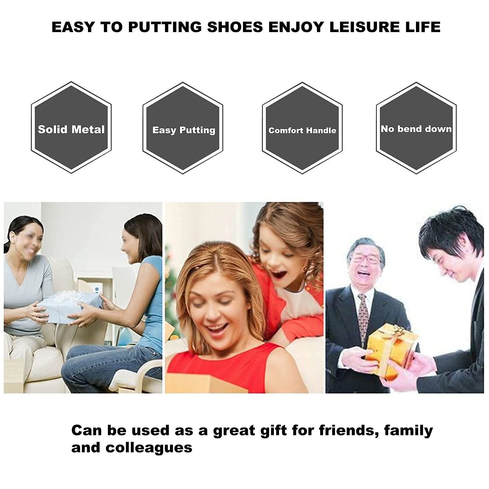 Shoe Horn Long Handle for Seniors,16.5" Long Metal Shoehorns for Men Women Kids,Travel Stainless Steel Shoe Horn Shoe Slip on Tool
