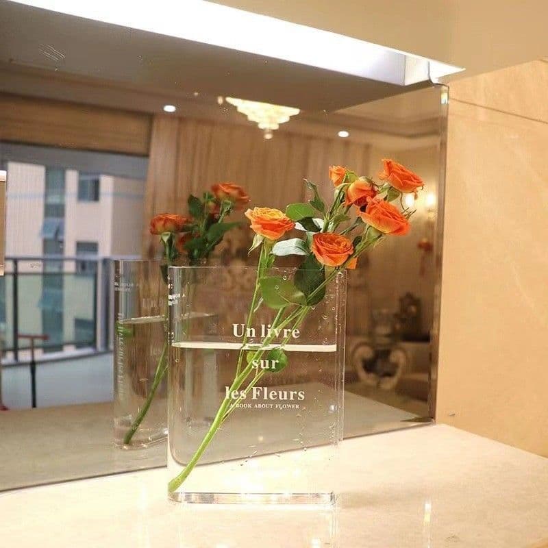 Clear Book Vase Decorative Acrylic Modern Design 2pcs