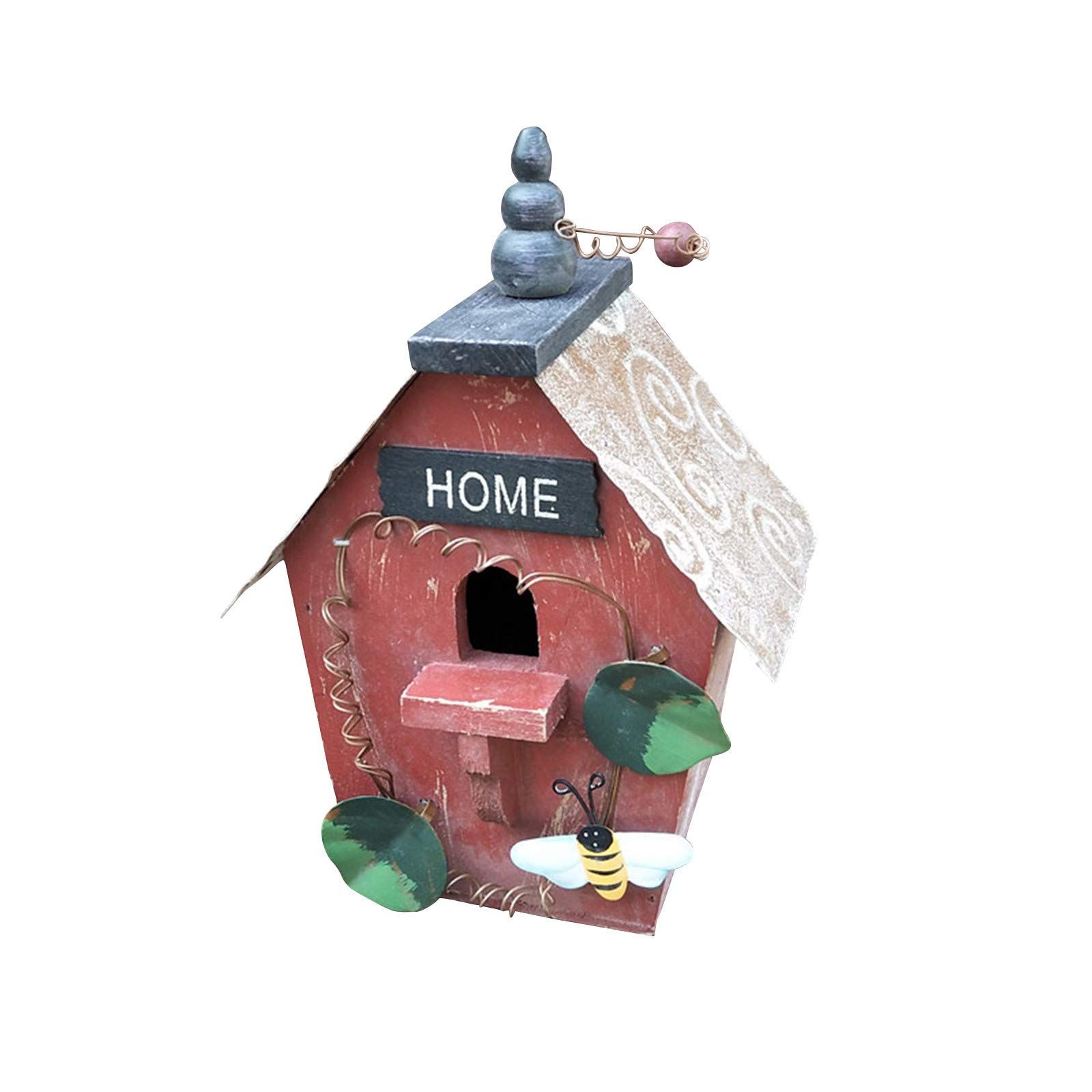 Wooden Bird Houses for Outside, Handmade Natural Blue Bird Houses for Outdoors Clearance Garden Country Cottages Decor