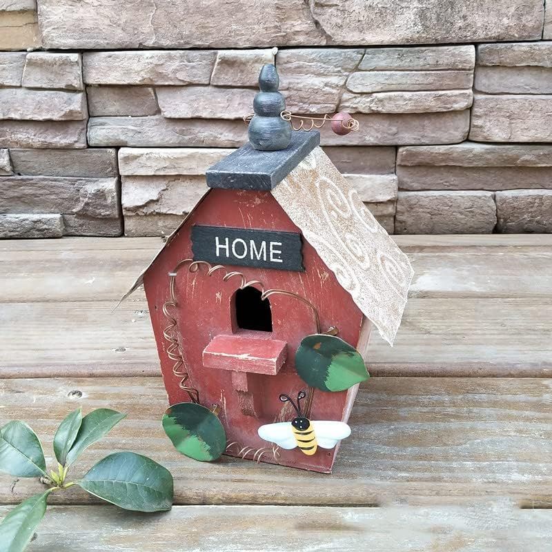 Wooden Bird Houses for Outside, Handmade Natural Blue Bird Houses for Outdoors Clearance Garden Country Cottages Decor