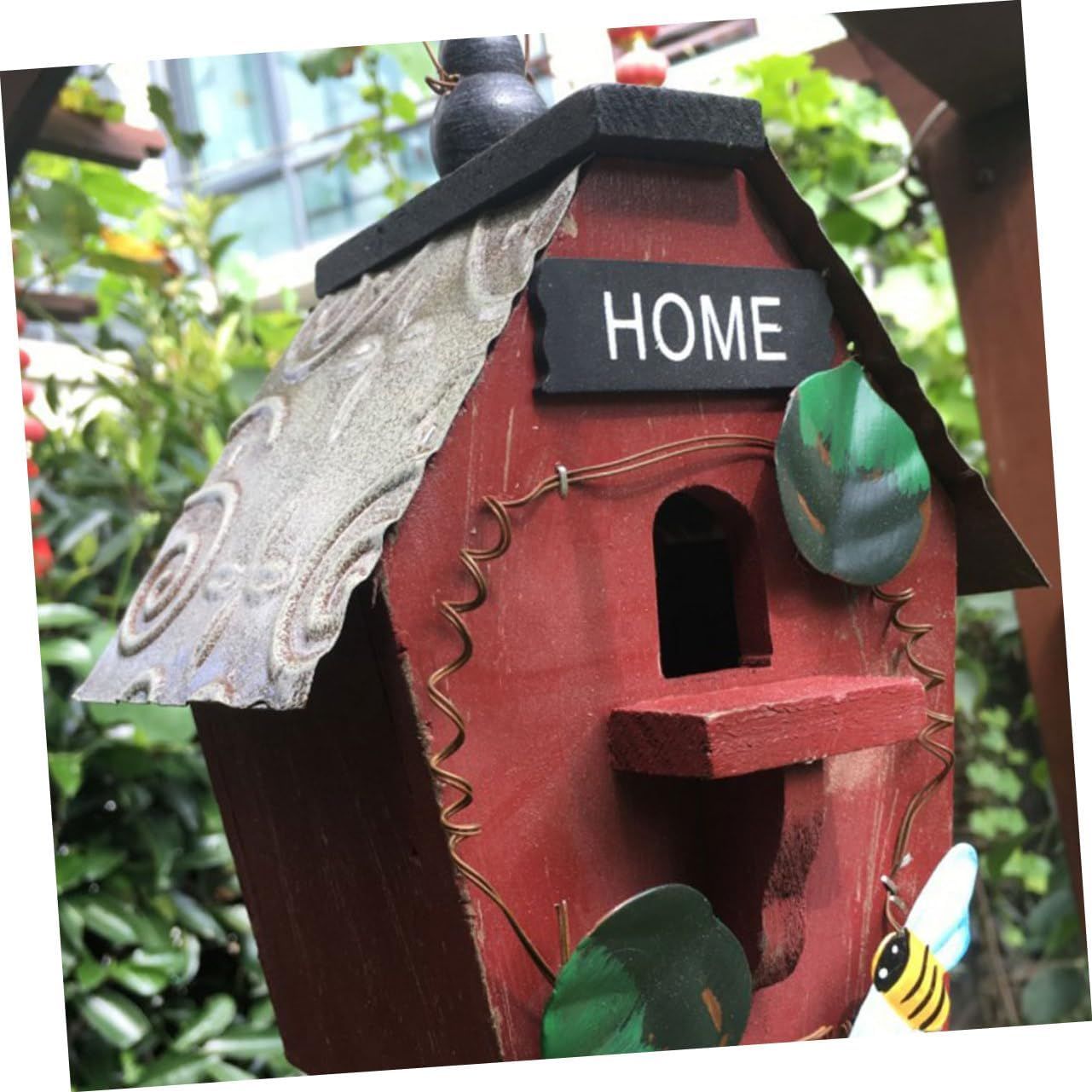 Wooden Bird Houses for Outside, Handmade Natural Blue Bird Houses for Outdoors Clearance Garden Country Cottages Decor
