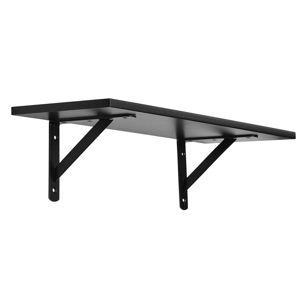 2Pack Heavy Duty L Brackets for Shelves, 90 Degree Triangle Metal Supports for DIY Floating Shelf with Screws ( Black)