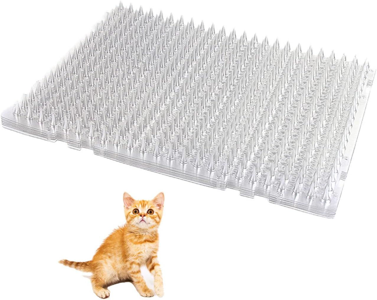 16 Packs Scat Mat for Cats, Pet Deterrent Spikes, Indoor Outdoor Humane Cat Repellent Fence (Transparent)