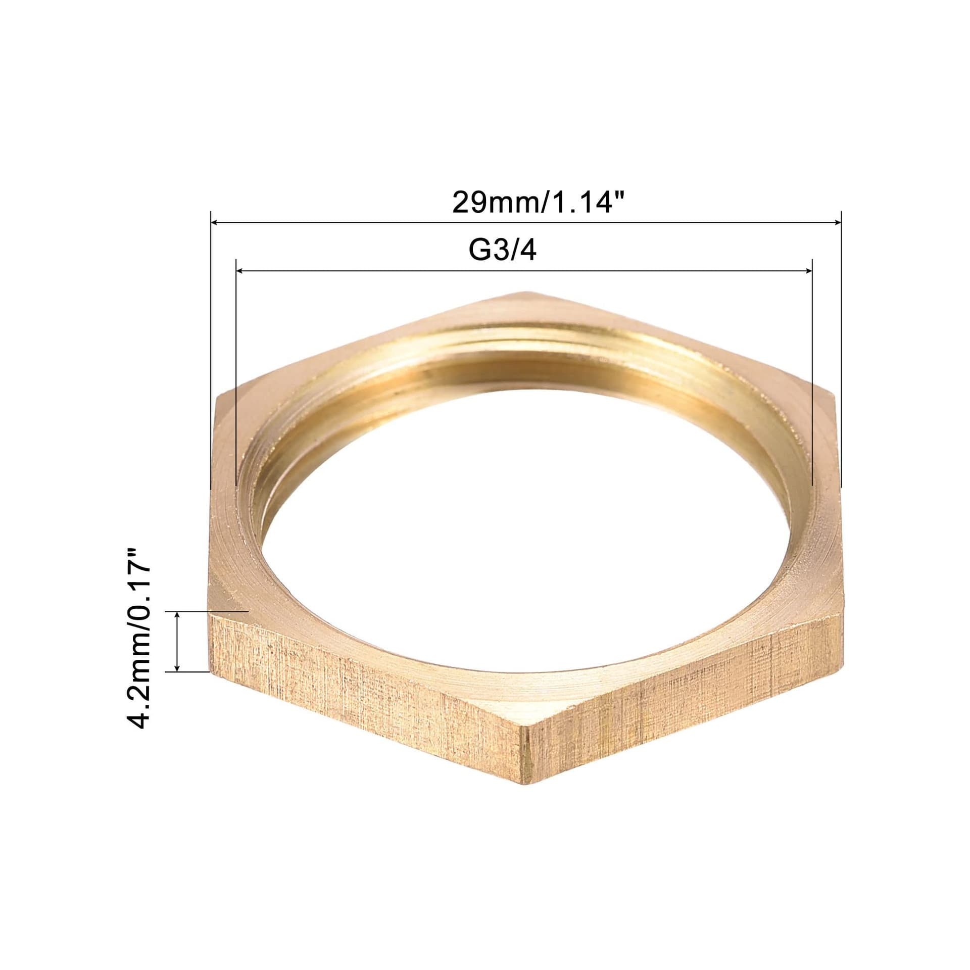 G3/4 Lock Nut, Hex Brass Female Locknut for Plumbing Hex Brass Female Locknut for Plumbing 4pcs Hex Brass Female Locknut