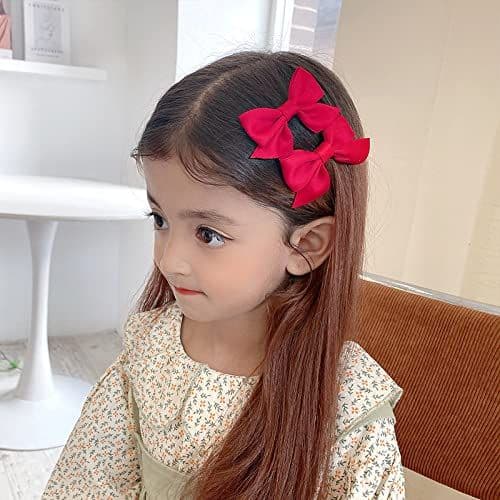 Bow Hair Clips for Women Girls Burgundy Hair Bows for Girls Bow Hair Barrettes for Kids Daughter Christmas Parties Holiday-4pcs