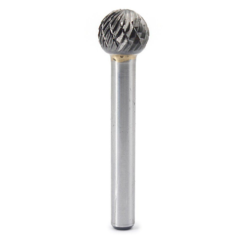 Tungsten Carbide Burr ball Shape Double Cut Rotary Burrs File(1/2''cutter Dia ， 0.45''Cutter Length) with 1/4'' Shank dia